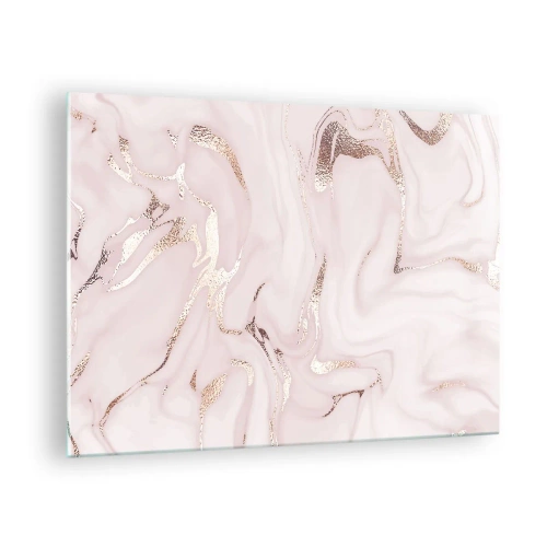 Impression sur verre - Image sur verre - Motif abstrait en marbre or rose - 70x50cm - Dans un châle rose - Décoration murale moderne pour le salon et la chambre ARTTOR