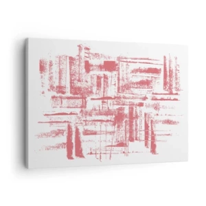 Impression sur toile - Image sur toile - Textures roses abstraites sur fond blanc - 70x50cm - La ville rouge - Décoration murale moderne pour le salon et la chambre ARTTOR