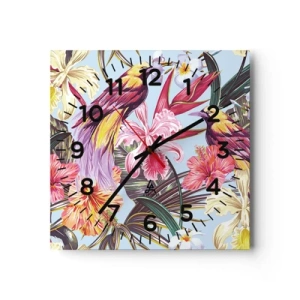 Horloge murale - Pendule murale - Pétales et plumes - 30x30 cm
