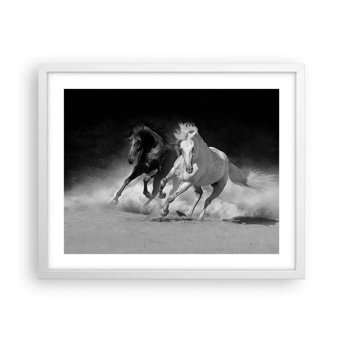 Affiche dans un cadre blanc - Poster - Galop de la liberté - 50x40 cm