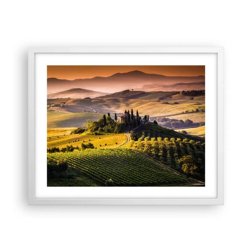 Affiche dans un cadre blanc - Poster - Arcadie - le paysage toscan - 50x40 cm
