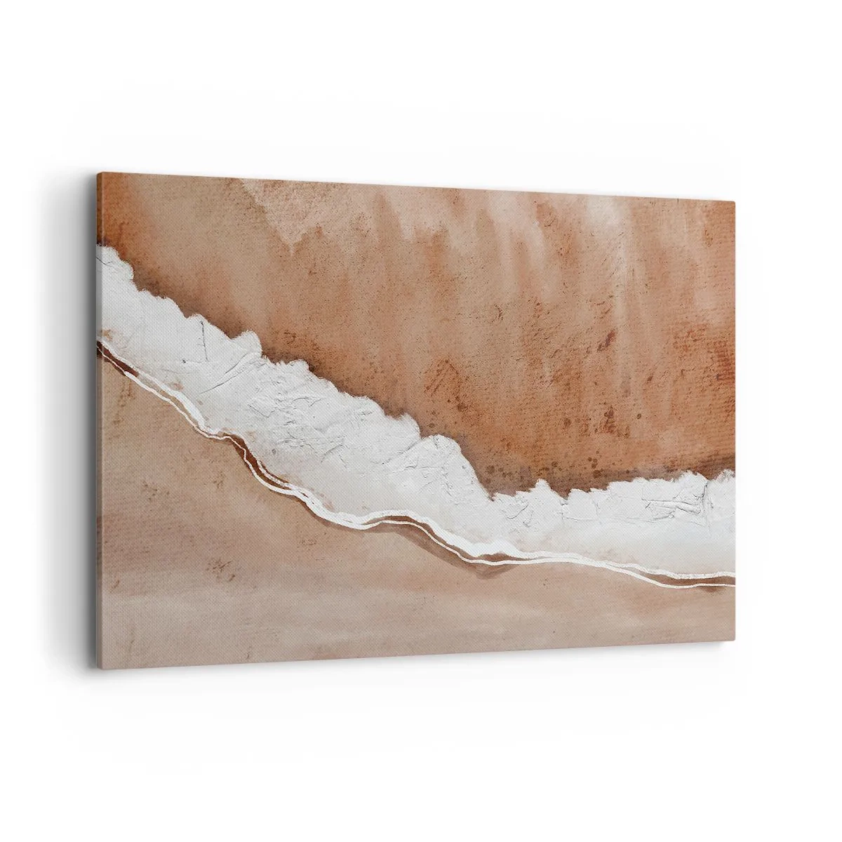 Impression sur toile - Image sur toile - Texture de sable avec des accents blancs - 100x70cm - Dans des couleurs de la terre - Décoration murale moderne pour le salon et la chambre ARTTOR