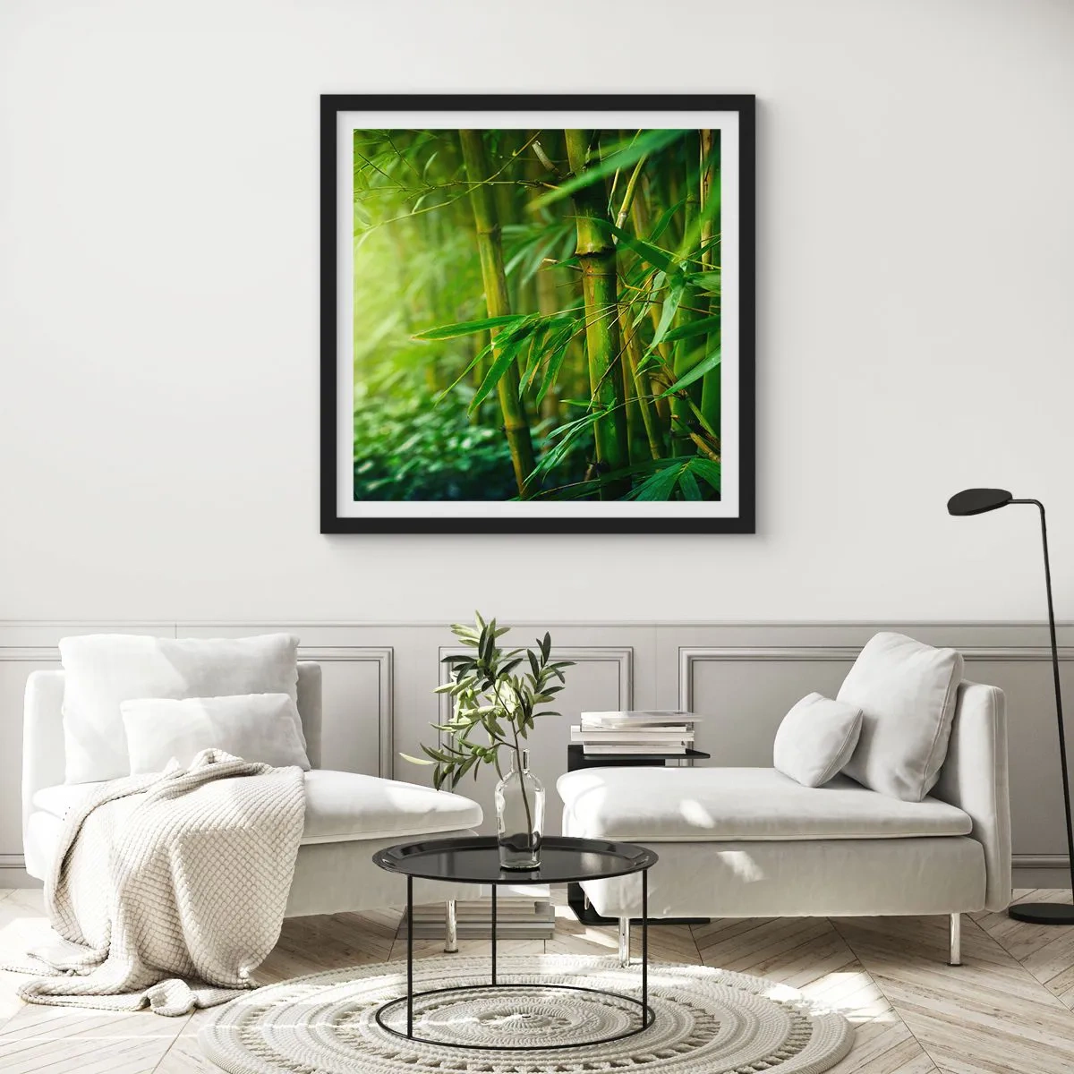 Affiche dans un cadre noir - Poster - Apprenez à connaître le vert lui-même - 30x30 cm