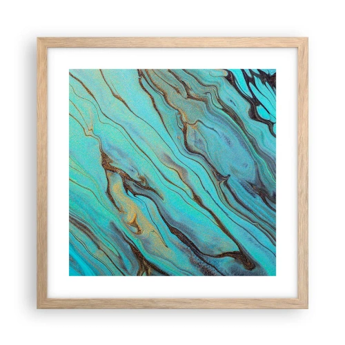 Affiche dans un chêne clair - Poster - Marée turquoise - 40x40 cm