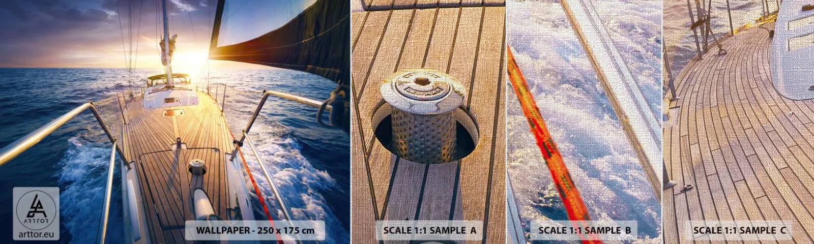 Échantillon de Papier Peint Premium Canvas - Courir sur les vagues - Voilier, Mer, voile - 100x30 cm