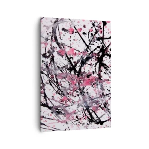 Impression sur toile - Image sur toile - Motif abstrait dans les tons de rose, noir et blanc - 70x100cm - La nature éphémère de la vie - Décoration murale moderne pour le salon et la chambre ARTTOR