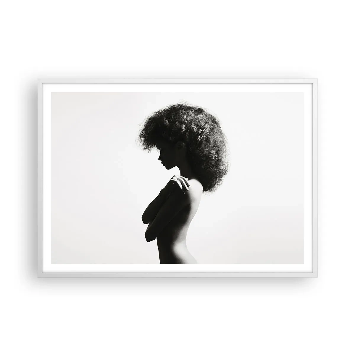 Affiche dans un cadre blanc - Poster - Comme une fleur au bout d'une fine tige - 100x70 cm