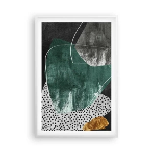 Affiche dans un cadre blanc - Poster - Abstraction colorée avec feuille d'or - 61x91 cm