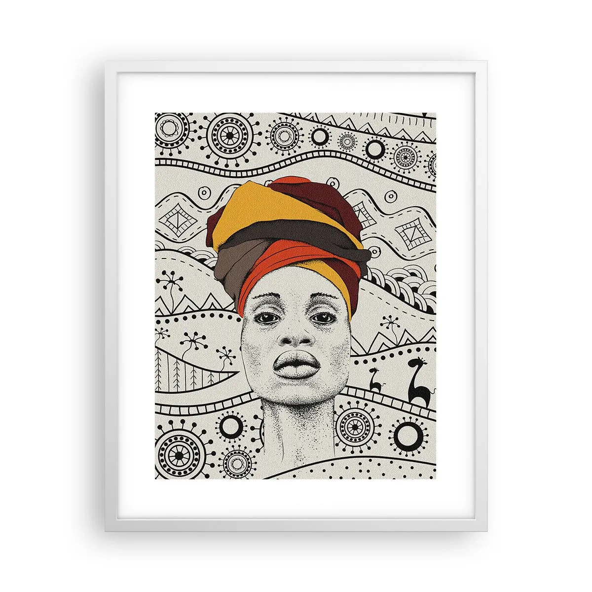 Affiche dans un cadre blanc - Poster - Portrait Africain - 40x50 cm