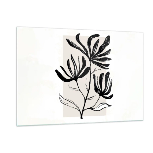 Impression sur verre - Image sur verre - Croquis noir d'une plante sur fond clair - 120x80cm - Esquisse pour l'herbier - Décoration murale moderne pour le salon et la chambre ARTTOR