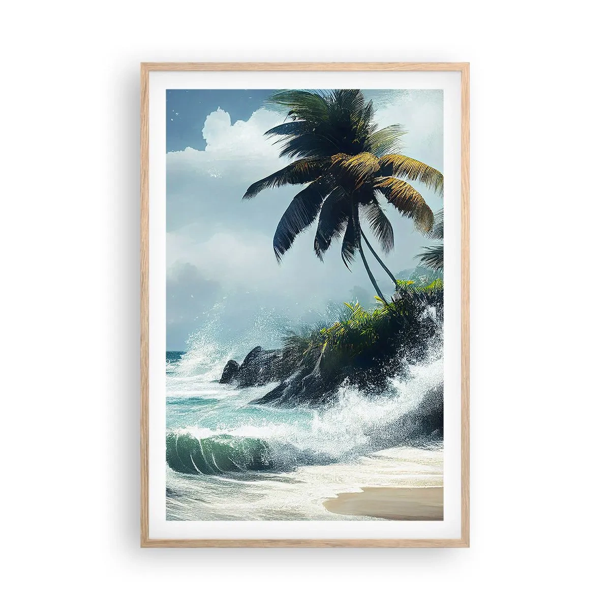 Affiche dans un chêne clair - Poster - Sur une côte tropicale - 61x91 cm