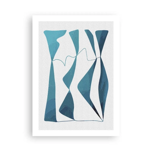 Affiche - Poster - Une composition abstraite dans des tons de bleu avec des lignes dynamiques. - 50x70cm - Abstraction : composé turquoise - Décoration murale moderne pour le salon et la chambre ARTTOR