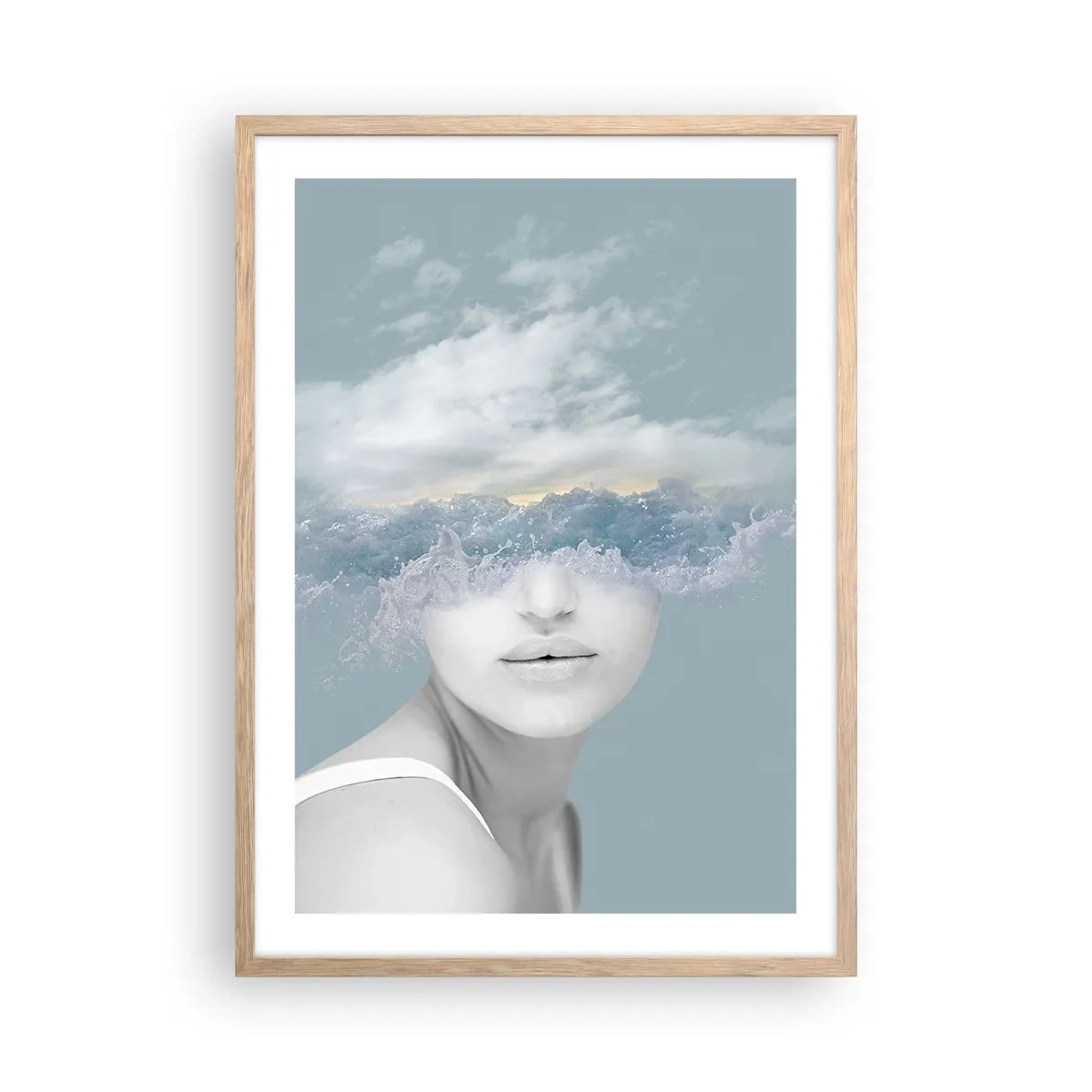 Affiche dans un chêne clair - Poster - La tête dans les nuages - 50x70 cm