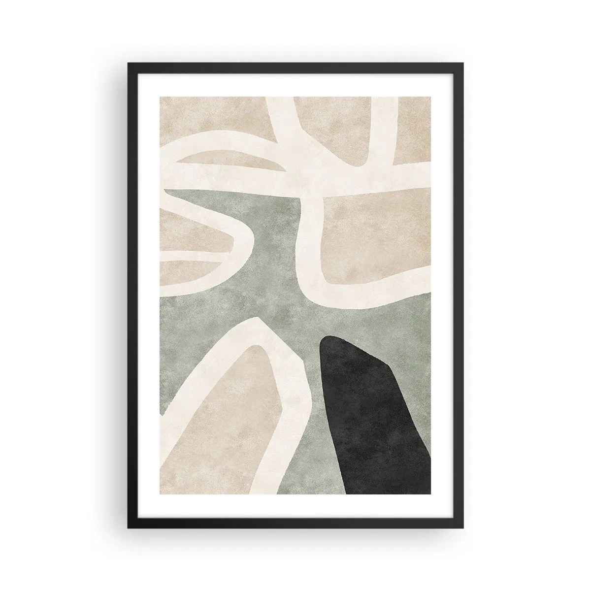 Affiche dans un cadre noir - Poster - Harmonie des couleurs abstraites - 50x70cm - Composition pour motif noir - Décoration murale moderne pour le salon et la chambre ARTTOR