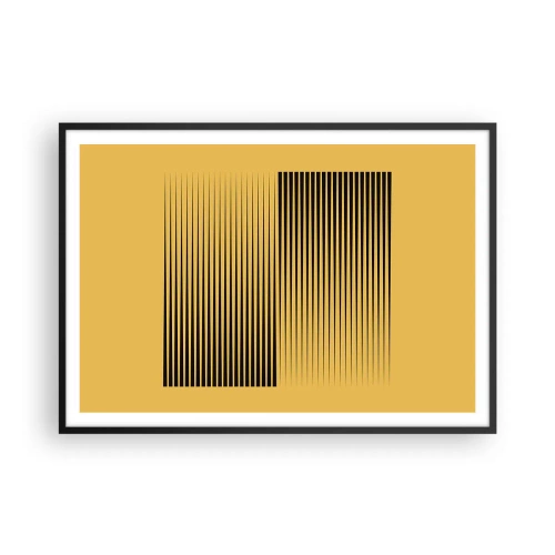 Affiche dans un cadre noir - Poster - Lignes noires verticales sur fond jaune - 100x70cm - Cadre opposé - Décoration murale moderne pour le salon et la chambre ARTTOR