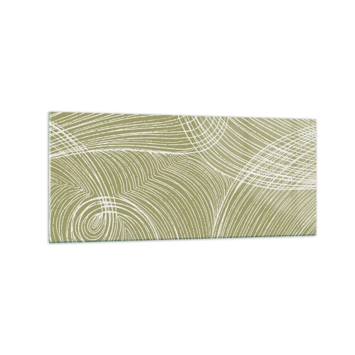 Impression sur verre - Image sur verre - Lignes vertes et blanches dans une composition abstraite - 120x50cm - Abstraction complexe de blanc - Décoration murale moderne pour le salon et la chambre ARTTOR