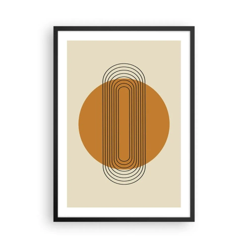 Affiche dans un cadre noir - Poster - Motif géométrique avec des cercles et des lignes orange - 50x70cm - Plan idéal - Décoration murale moderne pour le salon et la chambre ARTTOR