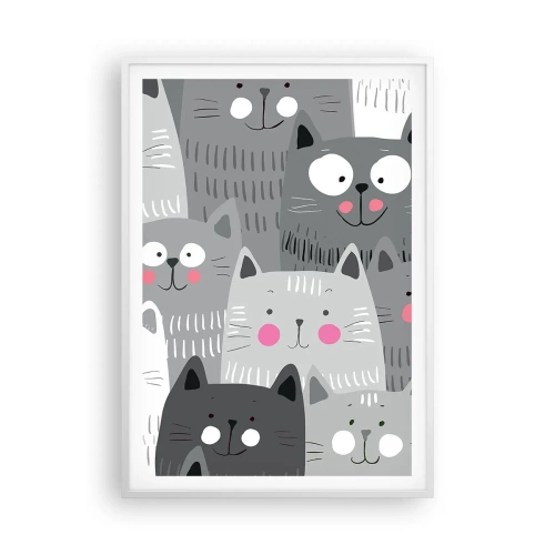 Affiche dans un cadre blanc - Poster - Le monde des chats - 70x100 cm