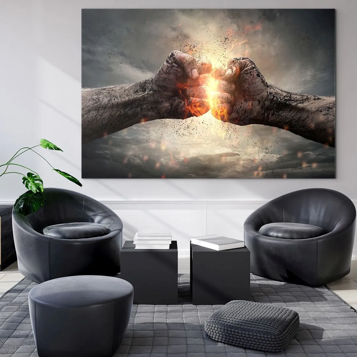 Impression sur verre - Image sur verre - Résistez au combat - 120x80cm - Lève-toi pour le combat - Décoration murale moderne pour le salon et la chambre ARTTOR