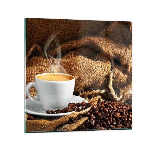 Impression sur verre - Image sur verre - L'odeur du moka et la densité du miel liquide - 30x30 cm