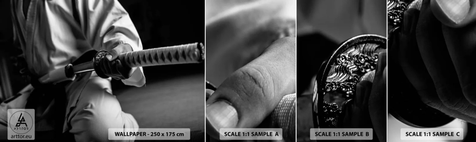 Échantillon De Papier Peint Standard Eco - Âme de guerrier - épée de samouraï, Japon, Arts martiaux - 100x30 cm