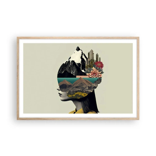 Affiche dans un chêne clair - Poster - La femme – toujours un mystère - 91x61 cm