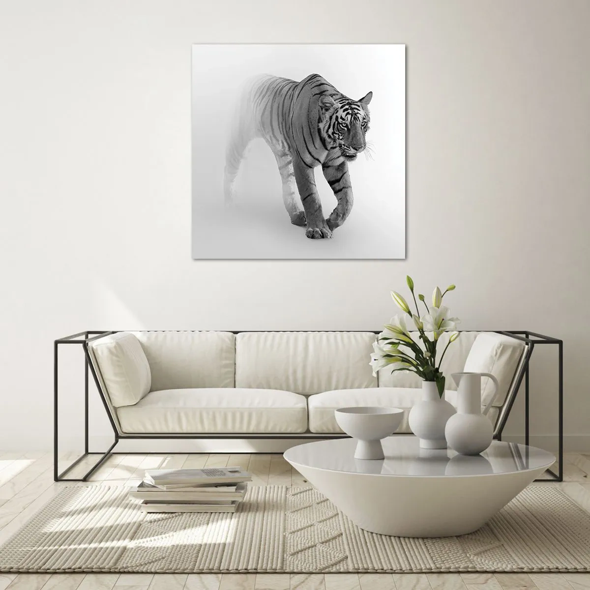 Impression sur verre - Image sur verre - Accroupi dans le brouillard - 40x40 cm