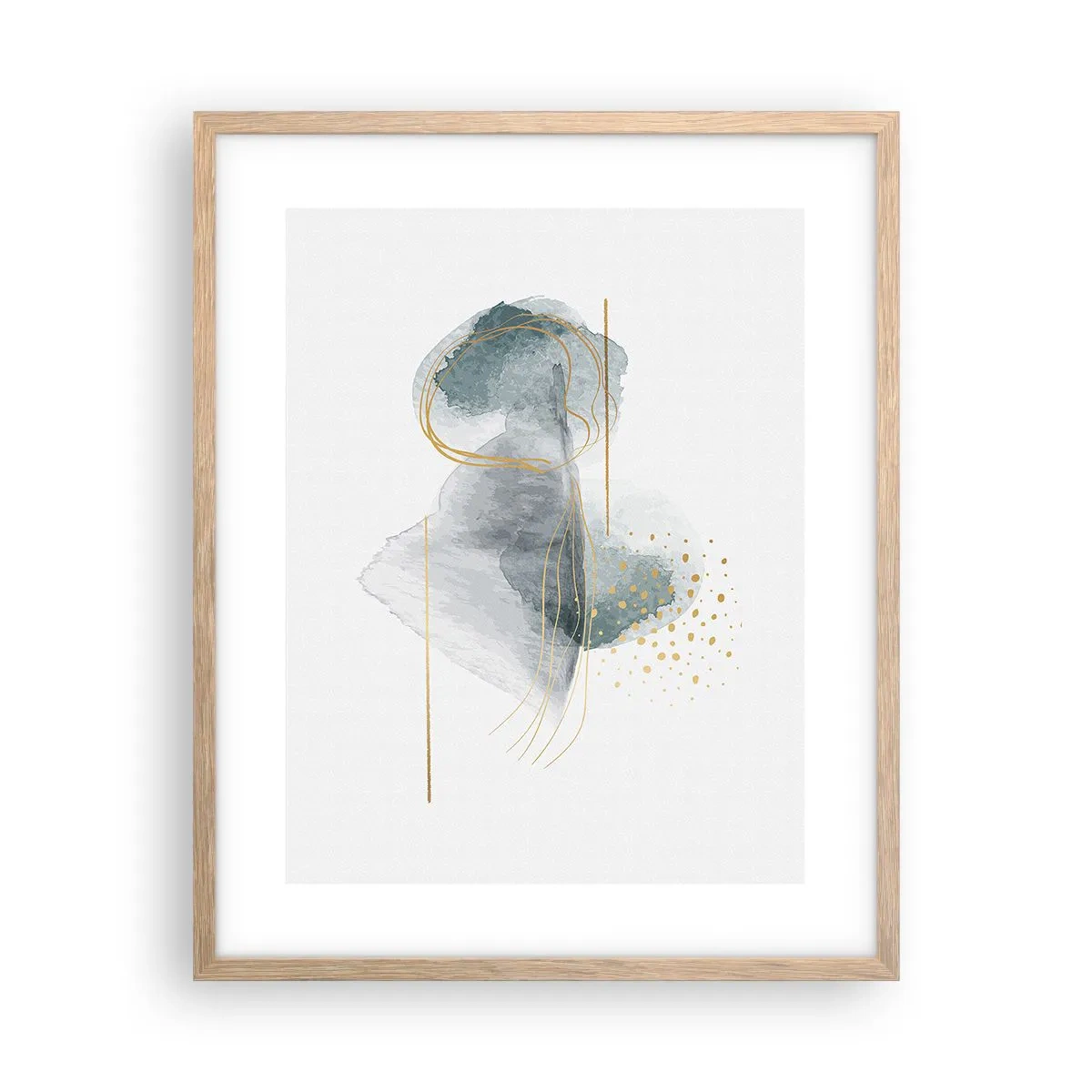 Affiche dans un chêne clair - Poster - À propos de la relation entre le gris et l'or - 40x50 cm