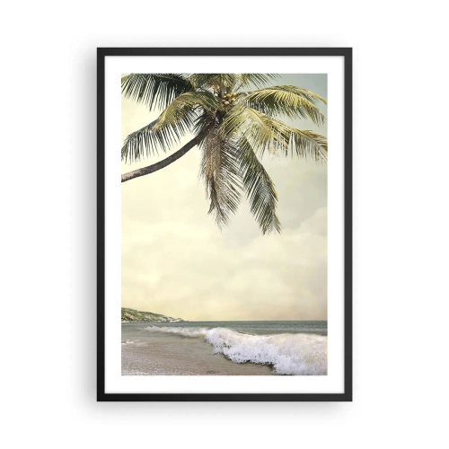 Affiche dans un cadre noir - Poster - Un palmier contre la mer - 50x70cm - Rêve tropical - Décoration murale moderne pour le salon et la chambre ARTTOR