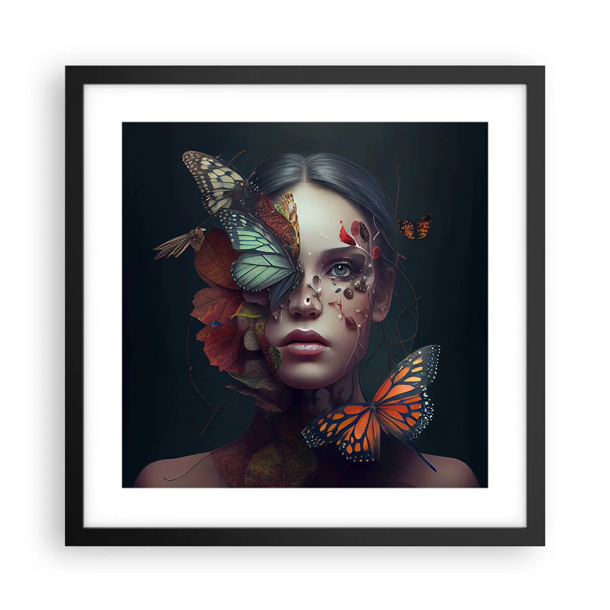 Affiche dans un cadre noir - Poster - Une merveilleuse métamorphose - 40x40 cm