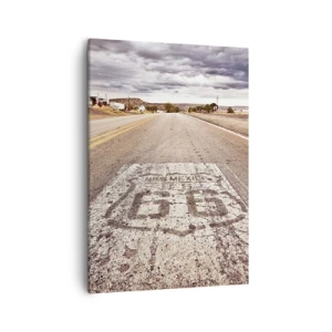 Impression sur toile - Image sur toile - Route 66 dans un climat désertique avec un ciel pittoresque - 50x70cm - Mother Road - une légende américaine - Décoration murale moderne pour le salon et la chambre ARTTOR