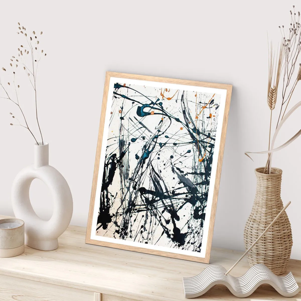 Affiche dans un chêne clair - Poster - Abstraction expressionniste - 40x50 cm