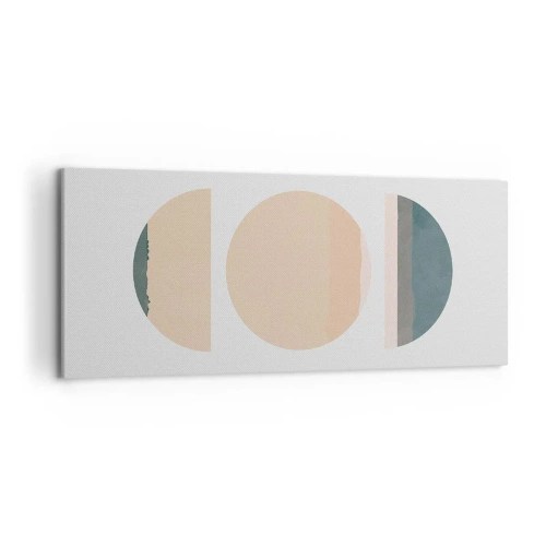 Impression sur toile - Image sur toile - Formes géométriques abstraites aux couleurs pastel - 120x50cm - Cercles après cercles - Décoration murale moderne pour le salon et la chambre ARTTOR