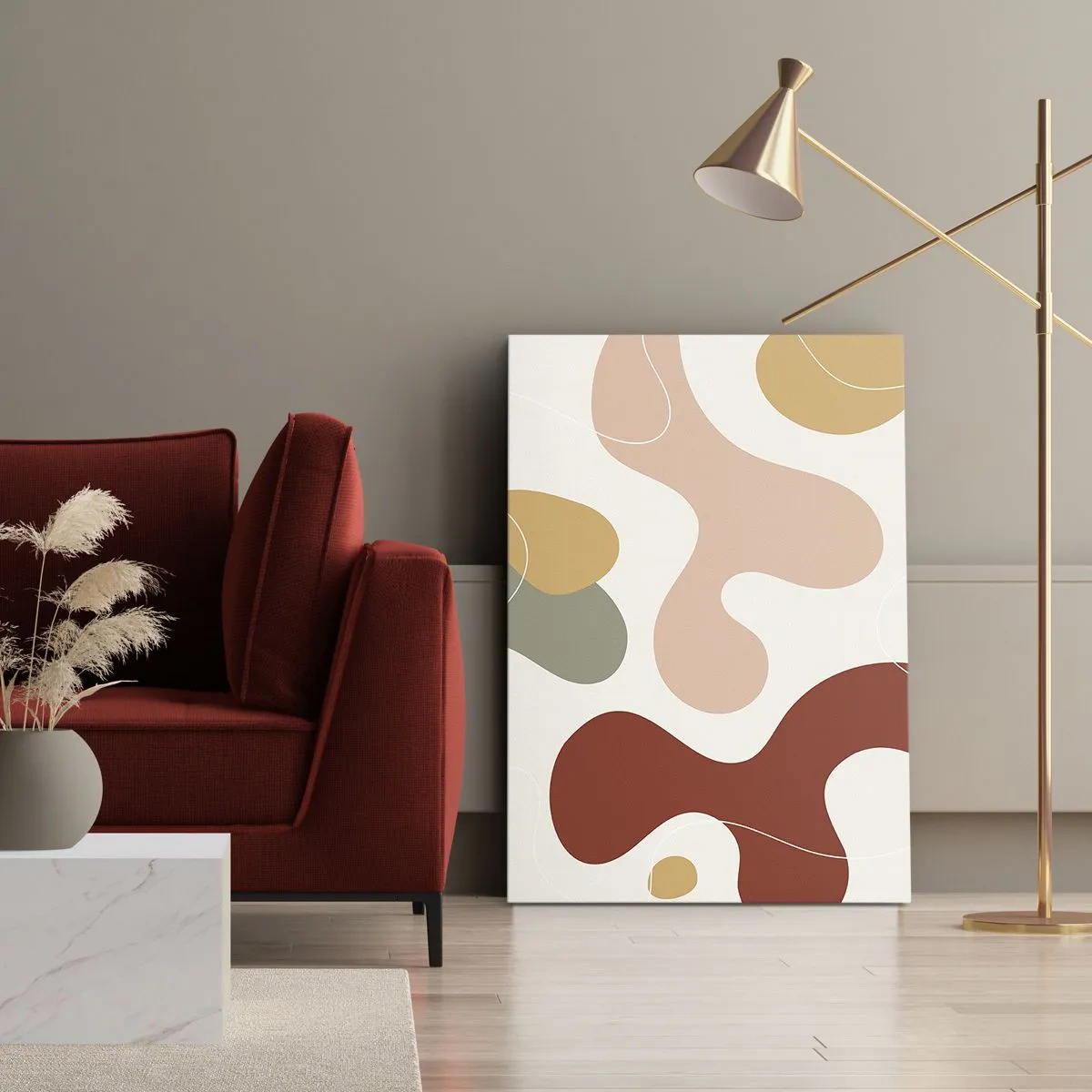 Impression sur toile - Image sur toile - Une composition abstraite aux tons pastel avec des formes dynamiques. - 80x120cm - Entrelac - Décoration murale moderne pour le salon et la chambre ARTTOR