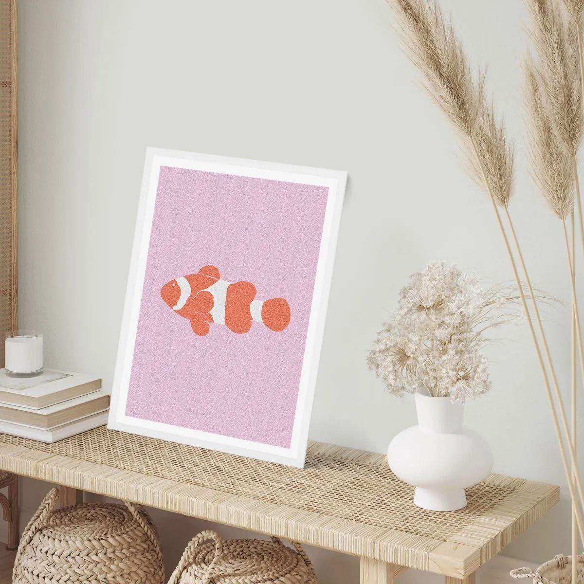 Affiche dans un cadre blanc - Poster - En corail sur le visage et la queue - 70x100 cm
