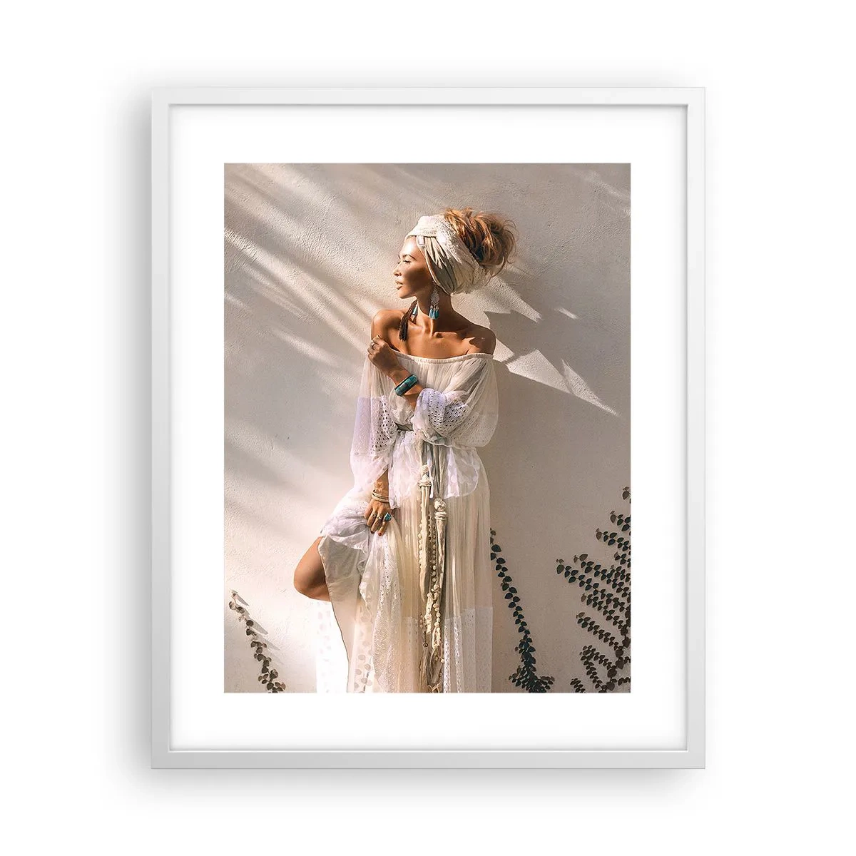Affiche dans un cadre blanc - Poster - Le soleil et la fille - 40x50 cm