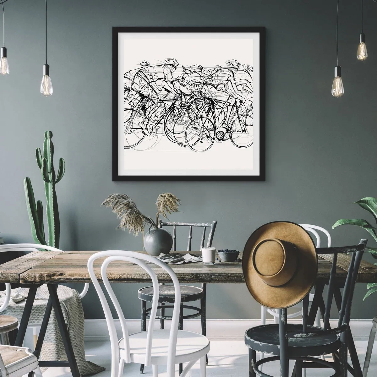 Affiche dans un cadre noir - Poster - Ensemble en équipe - 60x60 cm