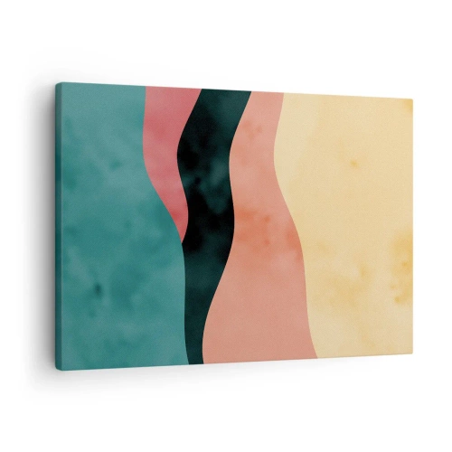 Impression sur toile - Image sur toile - Vagues abstraites aux couleurs pastel - 70x50cm - Conformité non-conforme - Décoration murale moderne pour le salon et la chambre ARTTOR