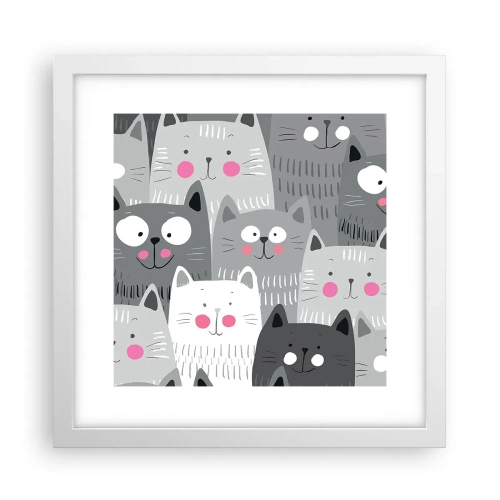 Affiche dans un cadre blanc - Poster - Le monde des chats - 30x30 cm
