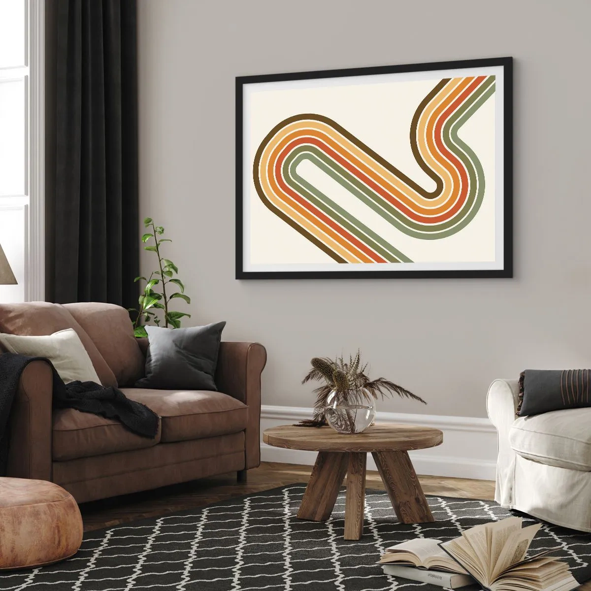 Affiche dans un cadre noir - Poster - En zig zag vers le but - 40x30 cm
