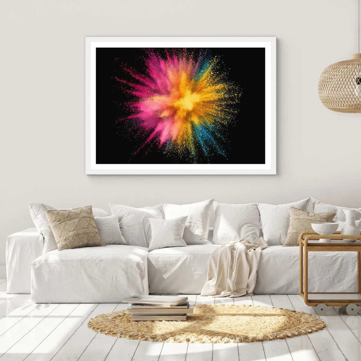 Affiche dans un cadre blanc - Poster - Origine des couleurs - 70x50 cm