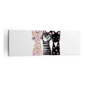 Impression sur toile - Image sur toile - Trois chats aux motifs artistiques variés - 160x50cm - Il y avait trois chats - Décoration murale moderne pour le salon et la chambre ARTTOR