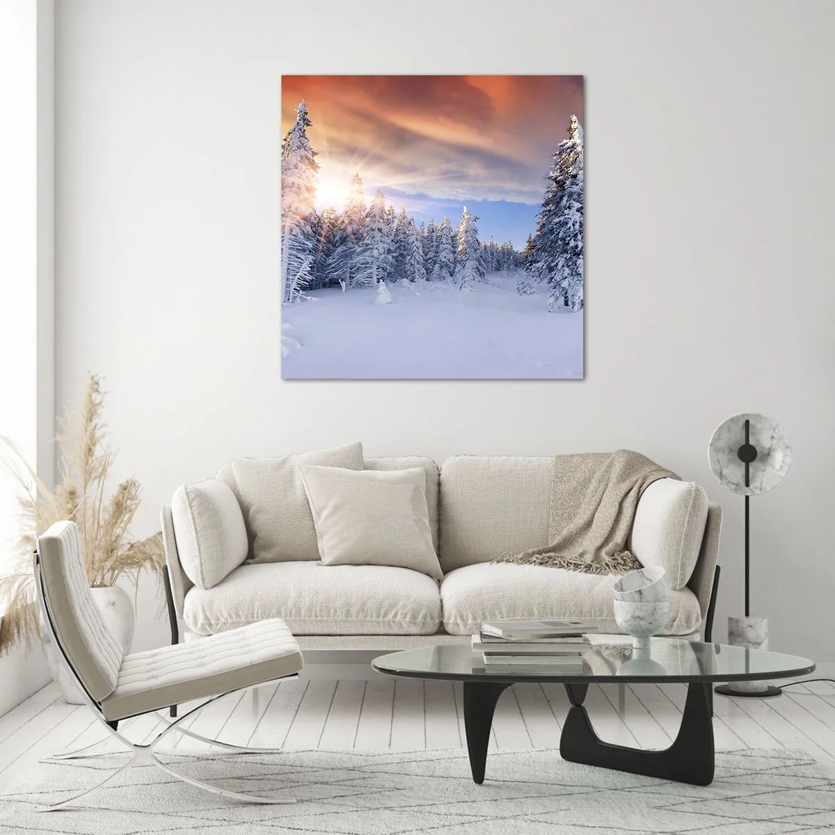 Impression sur verre - Image sur verre - Un spectacle enneigé de la nature - 50x50 cm