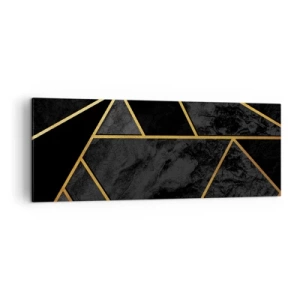 Impression sur toile - Image sur toile - Motif géométrique doré sur fond noir - 140x50cm - Obscurité et éclat - Décoration murale moderne pour le salon et la chambre ARTTOR