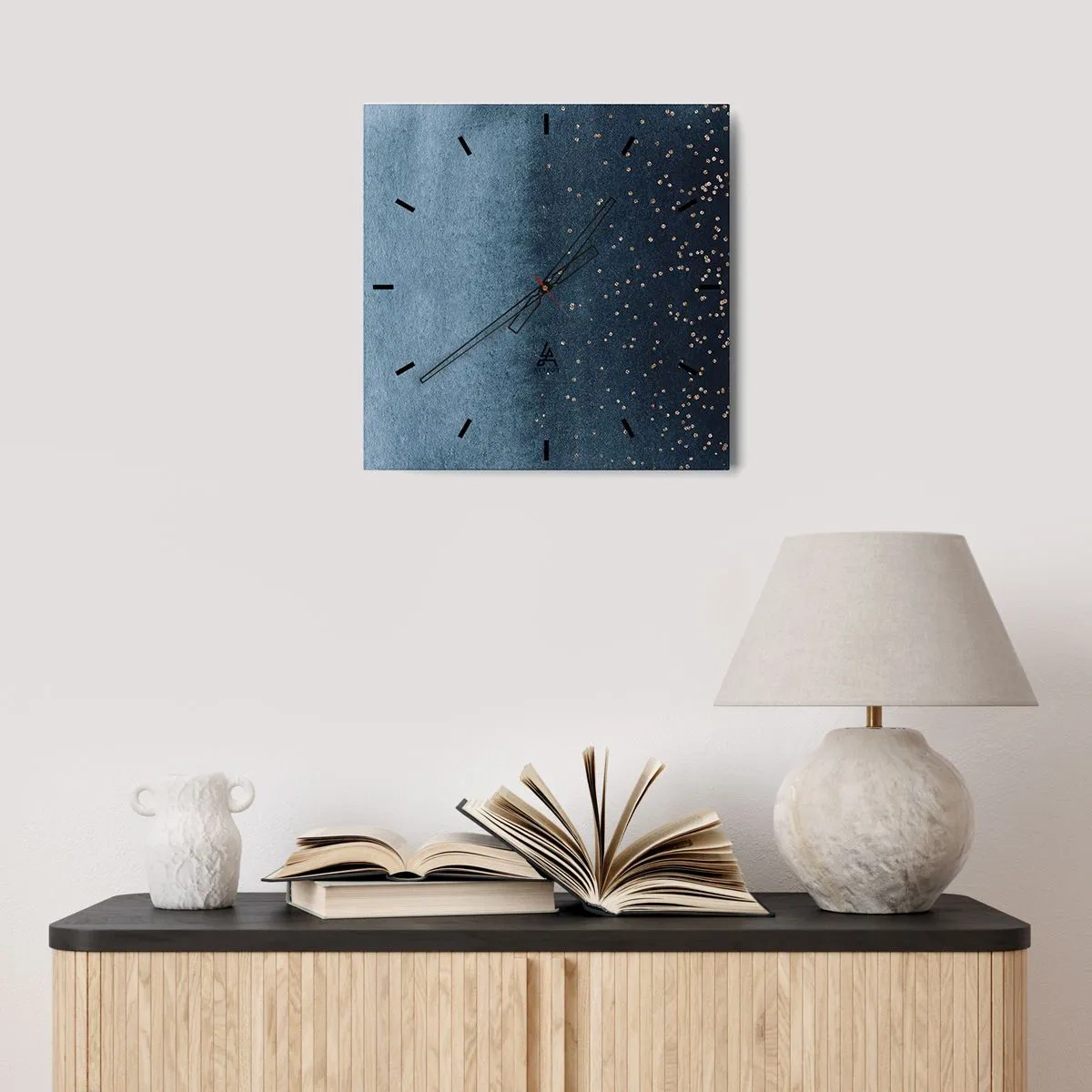 Horloge murale - Pendule murale - Composition - phases bleues - 30x30 cm