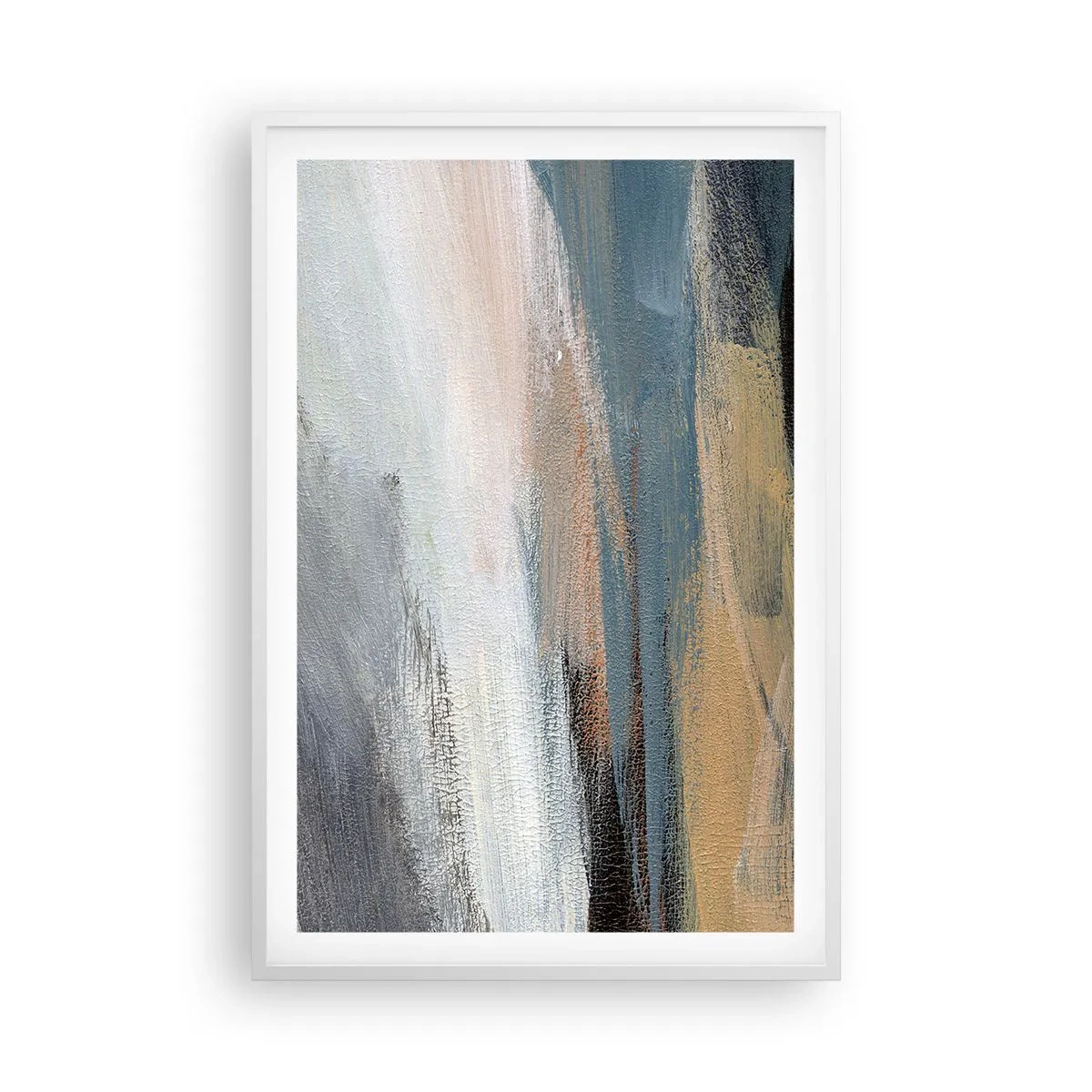 Affiche dans un cadre blanc - Poster - Abstraction : paysage nordique - 61x91 cm