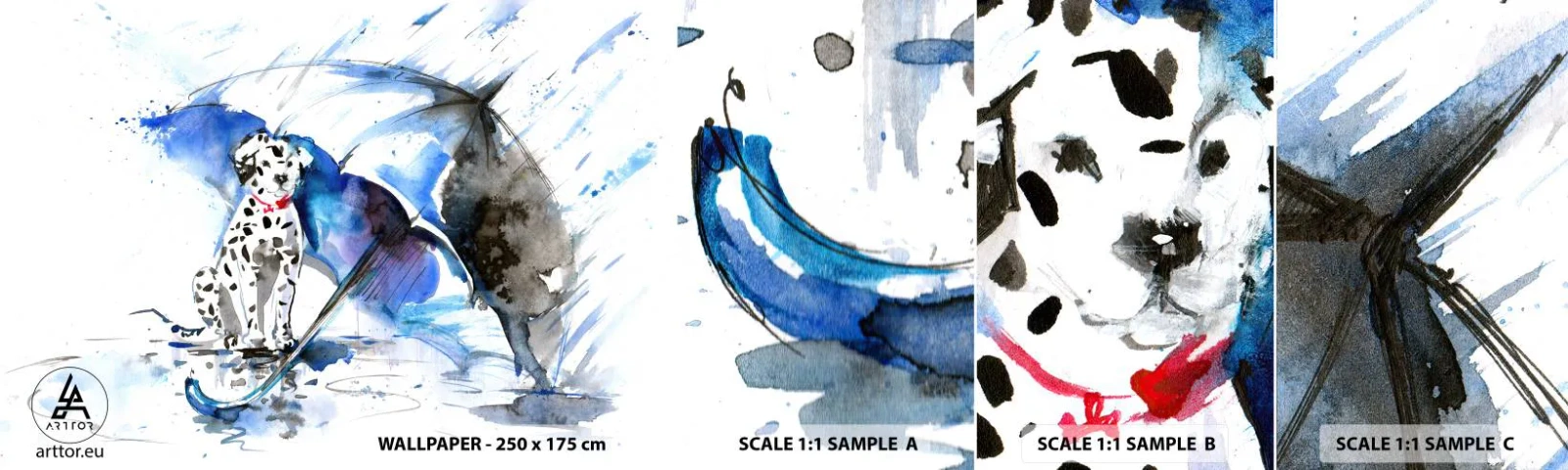 Échantillon De Papier Peint Standard Eco - C'est à ça que sert un ami - Abstraction, Chien, Pluie - 100x30 cm