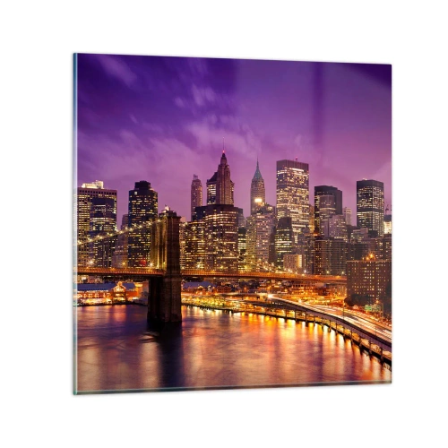 Impression sur verre - Image sur verre - Manhathann or violet - 30x30 cm