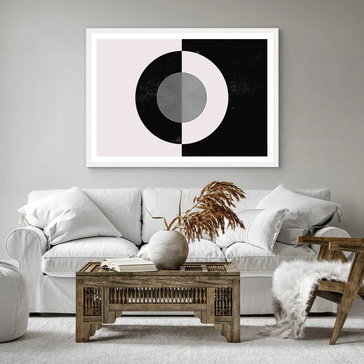 Affiche dans un cadre blanc - Poster - Harmonie de noir et blanc - 30x30 cm