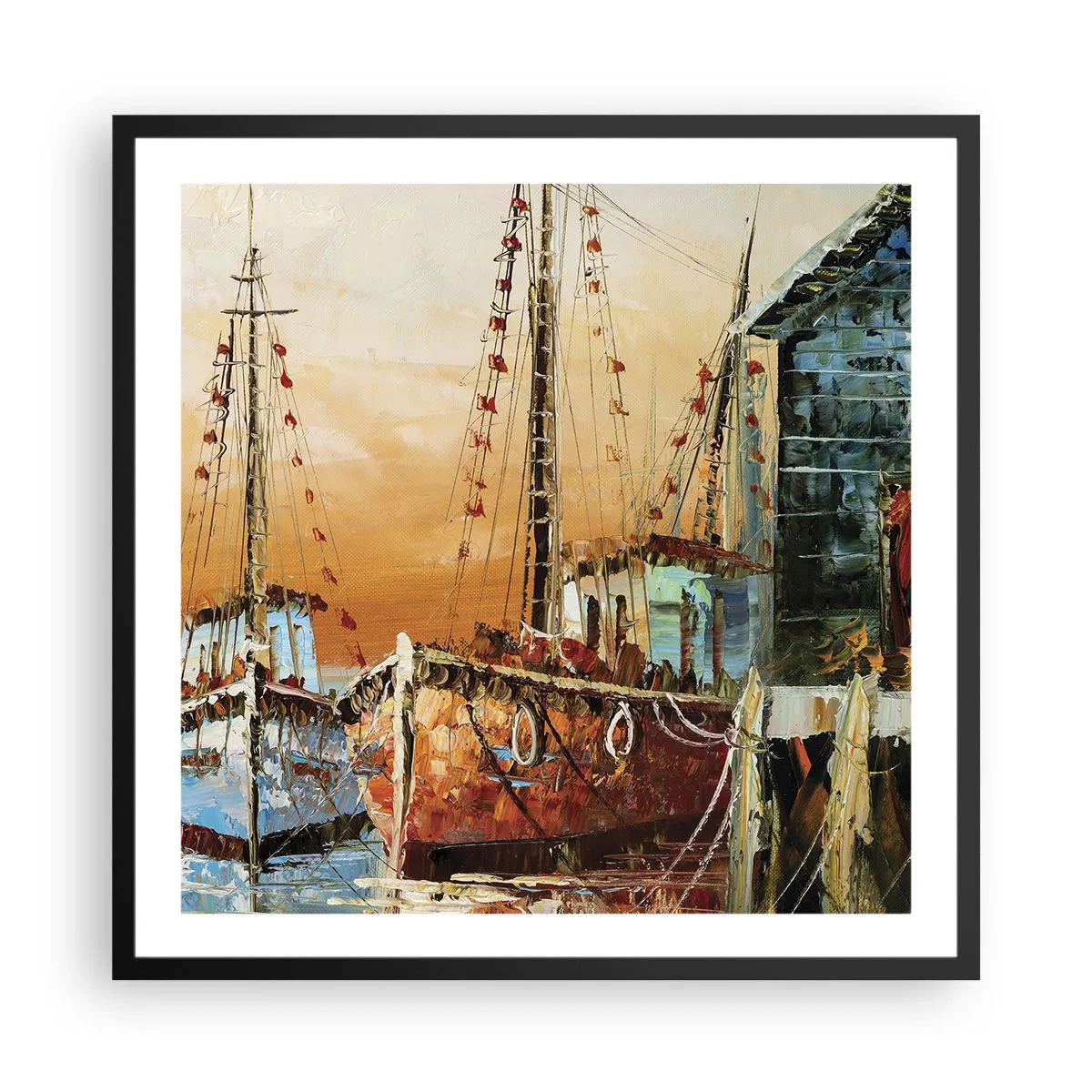 Affiche dans un cadre noir - Poster - Retour tranquille - 60x60 cm